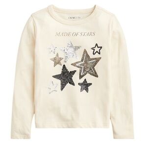CREWCUTS Girl’s long-sleeve Made of Stars graphic T-shirt with sequins size XXL